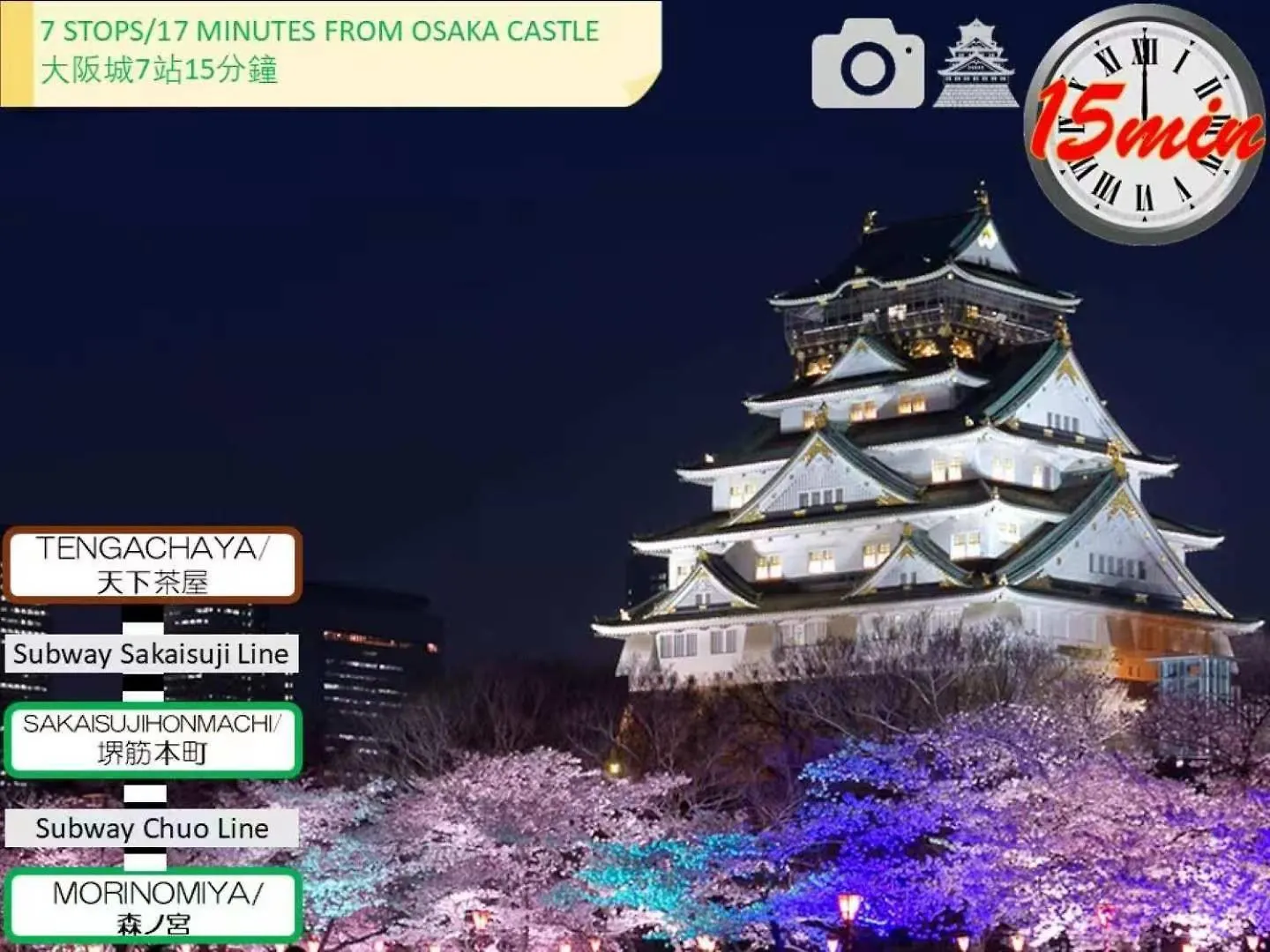3个独立房间独栋别墅最大13人 里面有3个干湿分离卫浴 Osaka 0*,  Japonya